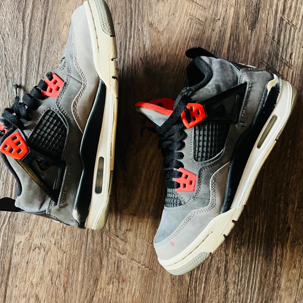 Nike Air Jordan 4 Retro Og Infrared Grey Red Dh6927-061 Size 4.5 Youth